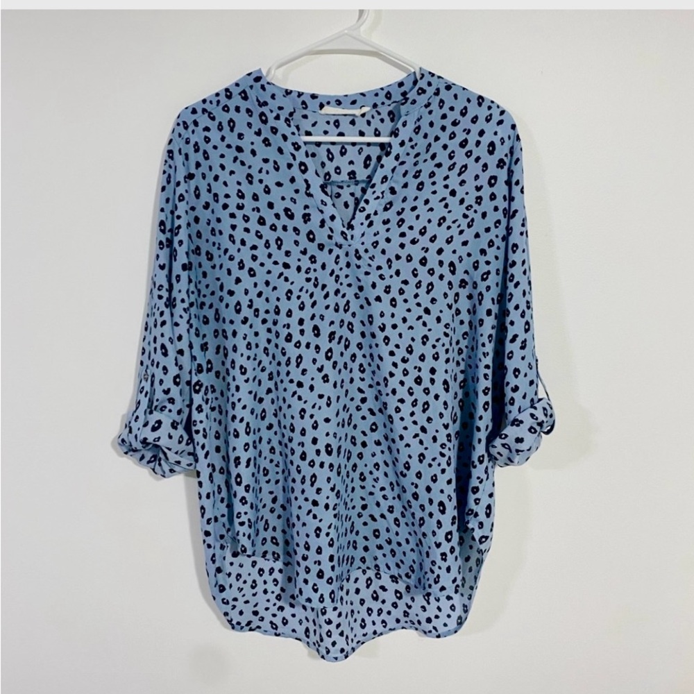 Lush Blue & Black animal print Blouse